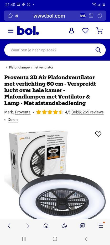 Plafond ventilator., Witgoed en Apparatuur, Wasmachines, Nieuw, 8 tot 10 kg, Minder dan 85 cm, 1600 toeren of meer, Ophalen