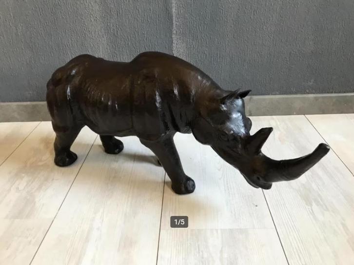 Vintage Leren Neushoorn Londen, Antiek en Kunst, Curiosa en Brocante, Ophalen of Verzenden