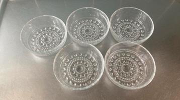 5 vintage schaaltjes glas dessert retro beschikbaar voor biedingen