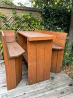 Hoge steigerhout tuinbank en tafel, Tuin en Terras, Tuinsets en Loungesets, Ophalen, Zo goed als nieuw, Steigerhout