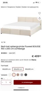 Bed fluweel lichtbeige 160 x 200 met opbergruimte, Huis en Inrichting, Slaapkamer | Bedden, Ophalen, Gebruikt, Beige, Tweepersoons