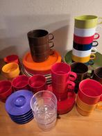 Mepal borden rode beige strepen Koen de Winter servies beker, Caravans en Kamperen, Ophalen of Verzenden, Gebruikt