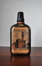 Antieke Heupflacon Zakfles Glas bekleed met Leer 18,5 cm, Ophalen of Verzenden