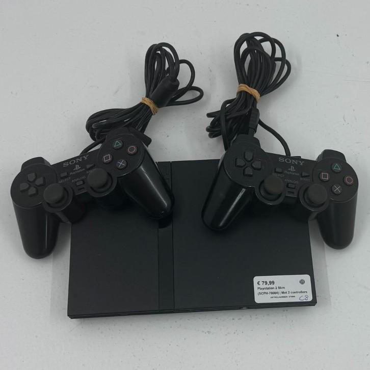 Playstation 2 Slim (SCPH-70004) | Met 2 controllers, Spelcomputers en Games, Spelcomputers | Sony PlayStation 2, Zo goed als nieuw