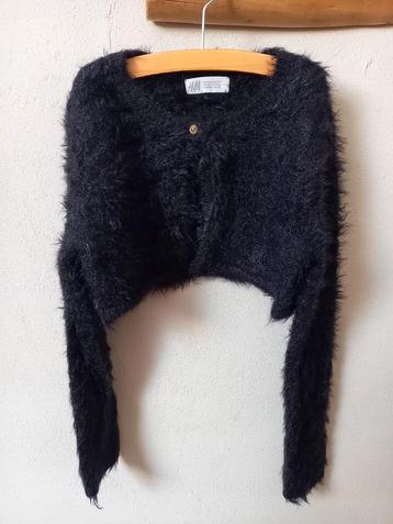 Fluffy zwart meisjes vest H&M maat 134-140 