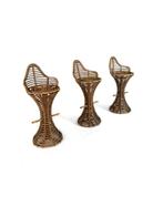 3x vintage rotan barkruk, Mary Beatrice Bloch ‘60, Huis en Inrichting, Barkrukken, Met voetsteun, Hout, 60 tot 90 cm, Ophalen of Verzenden