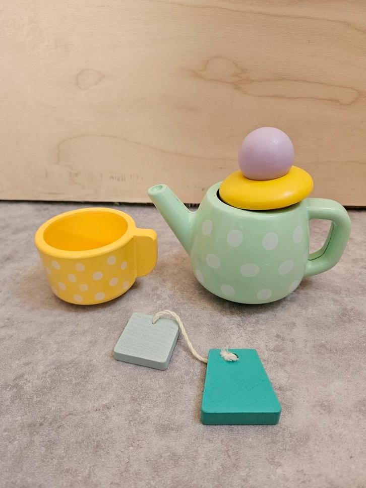 Hema Houten Theeset - Theekopje & Theeketel, Kinderen en Baby's, Speelgoed | Houten speelgoed, Meubelstuk of Keukentje, Ophalen of Verzenden