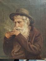 Oude man die pijp opsteekt prachtig geschilderd, Antiek en Kunst, Kunst | Schilderijen | Klassiek, Ophalen of Verzenden
