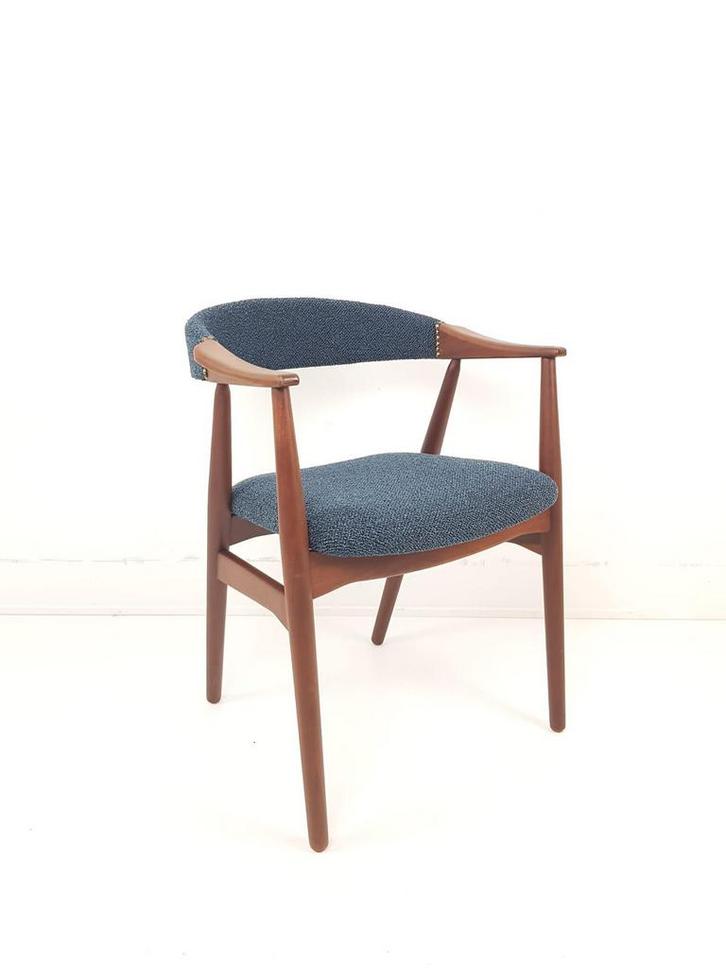Deense stoel(en) teakhout | Thomas Harlev for Farstrup 213, Huis en Inrichting, Stoelen, Zo goed als nieuw, Eén, Hout, Stof, Blauw