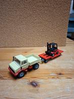 Siku Mercedes Unimog met aanhanger en heftruck, Hobby en Vrije tijd, Modelauto's | 1:50, Ophalen of Verzenden, Gebruikt, Bus of Vrachtwagen