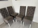 4 grijze eettafel stoelen met knopen, Ophalen, Gebruikt, Vier, Chester