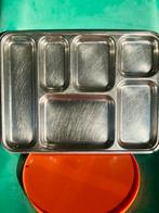 Vintage chromen dienblad vakjesschaal stainless steel, Ophalen of Verzenden, Gebruikt, Rechthoekig, Metaal