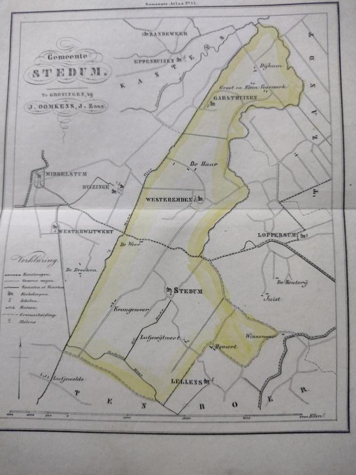 55 Stedum Zandeweer Garsthuizen Lellens Westeremden 1862, Antiek en Kunst, Kunst | Litho's en Zeefdrukken, Ophalen of Verzenden
