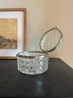 Vintage glazen kistje met metalen sluiting, geslepen glas, Ophalen of Verzenden