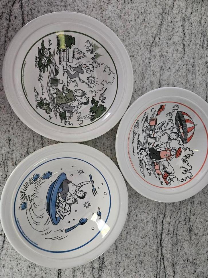 Suske en Wiske Schoteltjes - 3 stuks, Huis en Inrichting, Keuken | Servies, Gebruikt, Bord(en), Overige stijlen, Aardewerk, Ophalen of Verzenden