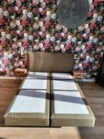 Auping Boxspring met Matras 160x200, Huis en Inrichting, Ophalen, Bruin, Tweepersoons, Zo goed als nieuw