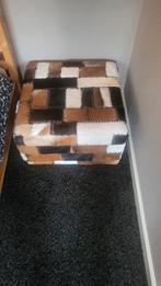 Lederen patchwork poef, Ophalen, Minder dan 50 cm, Gebruikt, Vierkant