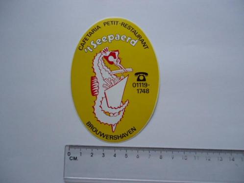 sticker oud Brouwershaven t Seepaerd retro zeepaardje patat, Verzamelen, Stickers, Zo goed als nieuw, Overige typen, Verzenden