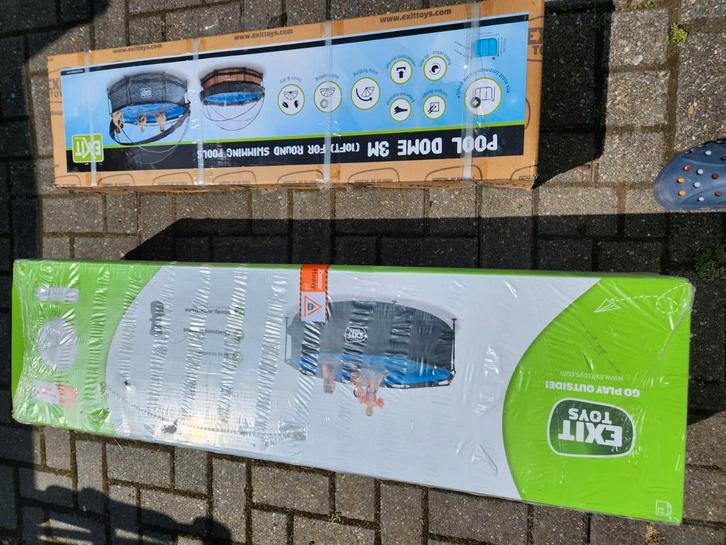 EXIT Black Wood zwembad ø300x76cm met overkapping- NIEUW, Tuin en Terras, Vijver-toebehoren, Nieuw, Ophalen of Verzenden