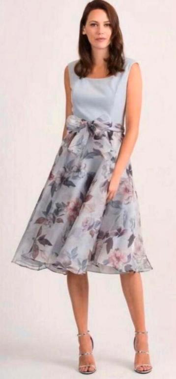 Ribkoff luxe jurk lichtgrijs organza rok bloemenprint 38 beschikbaar voor biedingen