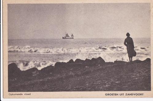 zandvoort  opkomende vloed   1954, Verzamelen, Ansichtkaarten | Nederland, Noord-Holland, 1940 tot 1960, Ophalen of Verzenden