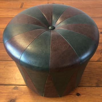 Vintage poef 2-kleurig groen-bruin, vintage design beschikbaar voor biedingen