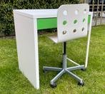 Bureau wit groen met stoel, Huis en Inrichting, Bureaus, Gebruikt, Ophalen of Verzenden, Bureau