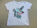 Wit T-shirt met opdruk van kolibries en bloem maat 164-170, Meisje, Ophalen of Verzenden, Zo goed als nieuw, Bonprix