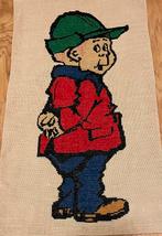 Leuk vintage borduurwerk wandkleed mannetje petje, Ophalen of Verzenden, Zo goed als nieuw, Overige typen