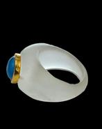 Design Ring Bergkristal & Goud & Agaat, Goud, Goud, 17 tot 18, Dame