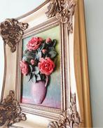 Bloemenschilderij in reliëf, Antiek en Kunst, Kunst | Schilderijen | Klassiek, Ophalen of Verzenden
