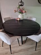 Zwarte ronde eettafel 150cm, Huis en Inrichting, Ophalen, Gebruikt, 100 tot 150 cm, Rond