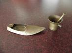 2 Koperen Miniaturen / Schoen Asbakje En Vijzelpotje, Antiek en Kunst, Antiek | Koper en Brons, Ophalen of Verzenden, Koper