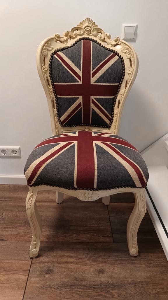 Mooie stoel met Engelse print, Huis en Inrichting, Stoelen, Gebruikt, Eén, Hout, Stof, Ophalen