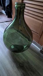 prachtige grote zware groene gistfles mandfles bloemenvaas, Ophalen, Minder dan 50 cm, Groen, Glas