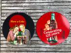 2 x emaille bord coca cola reclamebord vintage 125 jaar, Ophalen of Verzenden, Gebruikt, Reclamebord