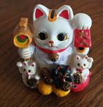 Maneki Neko gelukskat talisman, Ophalen of Verzenden, Zo goed als nieuw, Steen, Aardewerk of Keramiek, Dier