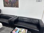 3 zit echt leer bankstel zwart kleur te koop, Ophalen, Gebruikt, Leer