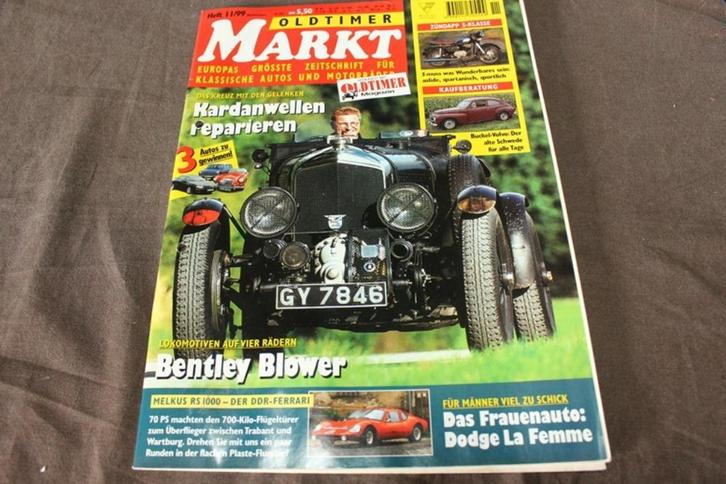 blad Oldtimer Markt 11/99 oa. Zundapp 200S bentley Blower, Boeken, Auto's | Folders en Tijdschriften, Gelezen, Overige merken