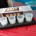 4 led waxinelicht in houder ( nieuw), Huis en Inrichting, Woonaccessoires | Kandelaars en Kaarsen, Overige materialen, Wit, Nieuw