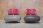 ZGAN 2 grijs paarse leren Leolux Pallone design fauteuils, Leolux, Leolux, Design, 75 tot 100 cm