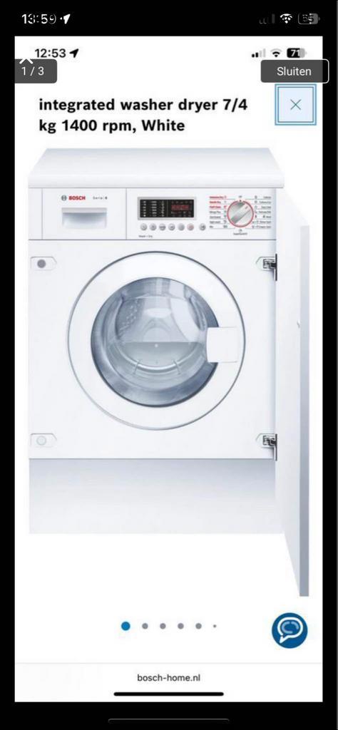 Bosch WKD28541 Droogcombinatie - Nieuw in Verpakking!, Witgoed en Apparatuur, Wasmachines, Nieuw, Voorlader, 6 tot 8 kg, 85 tot 90 cm
