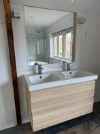 White double sink with a wall cabinet, Ophalen, Gebruikt, 100 tot 150 cm, Minder dan 100 cm