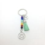 Lotus Chakra Sleutelhanger met Groene Suède Kwast, Ophalen of Verzenden, Nieuw