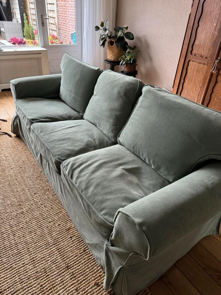 IKEA Ektorp Hoezen - 3 Zits & Stoel - Tallmyra Lichtgroen, Huis en Inrichting, Banken | Bankstellen, Zo goed als nieuw, Rechte bank