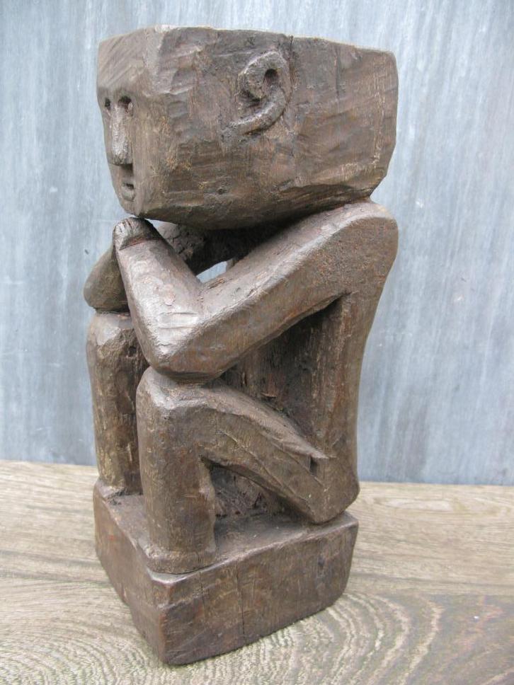 BEELD HOUT NAMASTE PUTHALI NEPAL, Antiek en Kunst, Kunst | Niet-Westerse kunst, Ophalen of Verzenden