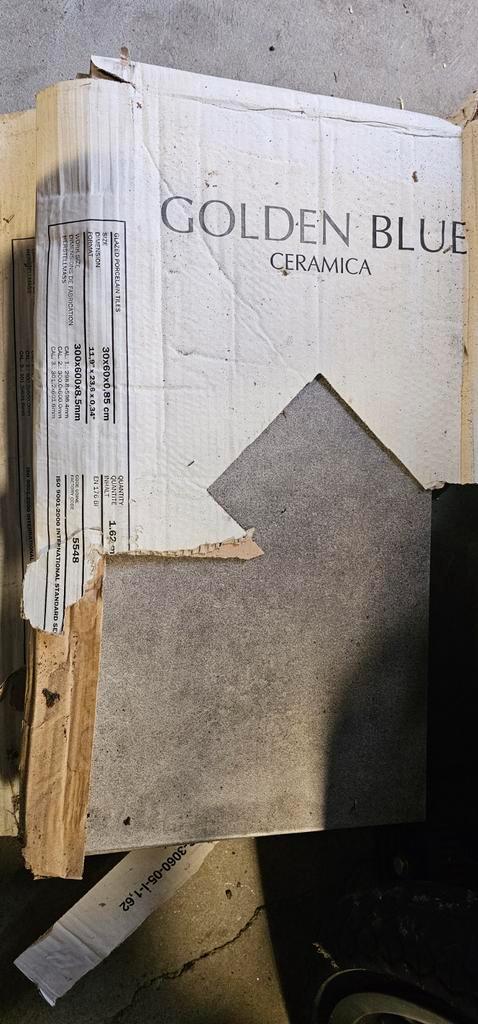 15 Vloertegels 30x60 cm - Golden Blue Ceramica, Doe-het-zelf en Verbouw, Tegels, Zo goed als nieuw, Vloertegels, Keramiek, 40 tot 60 cm