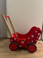 Rode houten kinderwagen, Kinderen en Baby's, Speelgoed | Houten speelgoed, Ophalen of Verzenden, Gebruikt, Duw- of Trekspeelgoed
