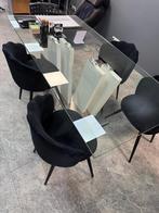Glazen eettafel, Ophalen, 50 tot 100 cm, Zo goed als nieuw, Vijf personen of meer