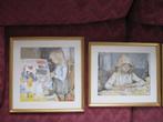3 vintage schilderijtjes P. Smolders meisje / frans terras, Huis en Inrichting, Woonaccessoires | Schilderijen, Tekeningen en Foto's